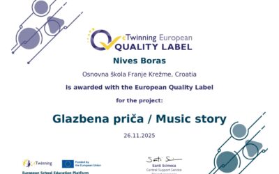 eTwinning projekt Glazbena priča/Music story dobio Europsku oznaku kvalitete !